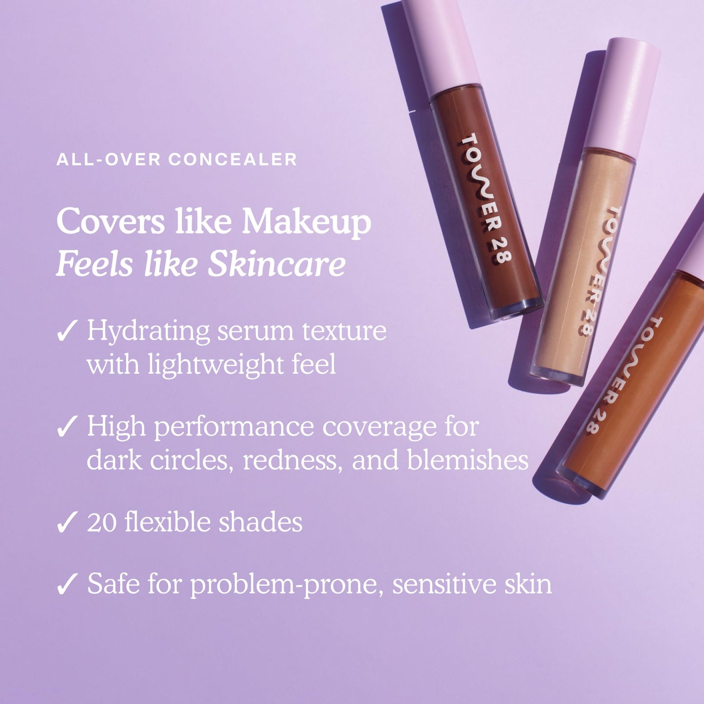 Tower 28 Swipe Serum Concealer - Hydrating Medium-Full Coverage Concealer + Under Eye Brightener - Skin Care Infused Makeup with Hyaluronic Acid + Soothing Centella - 14 Tan/Warm Olive (0.22 oz)