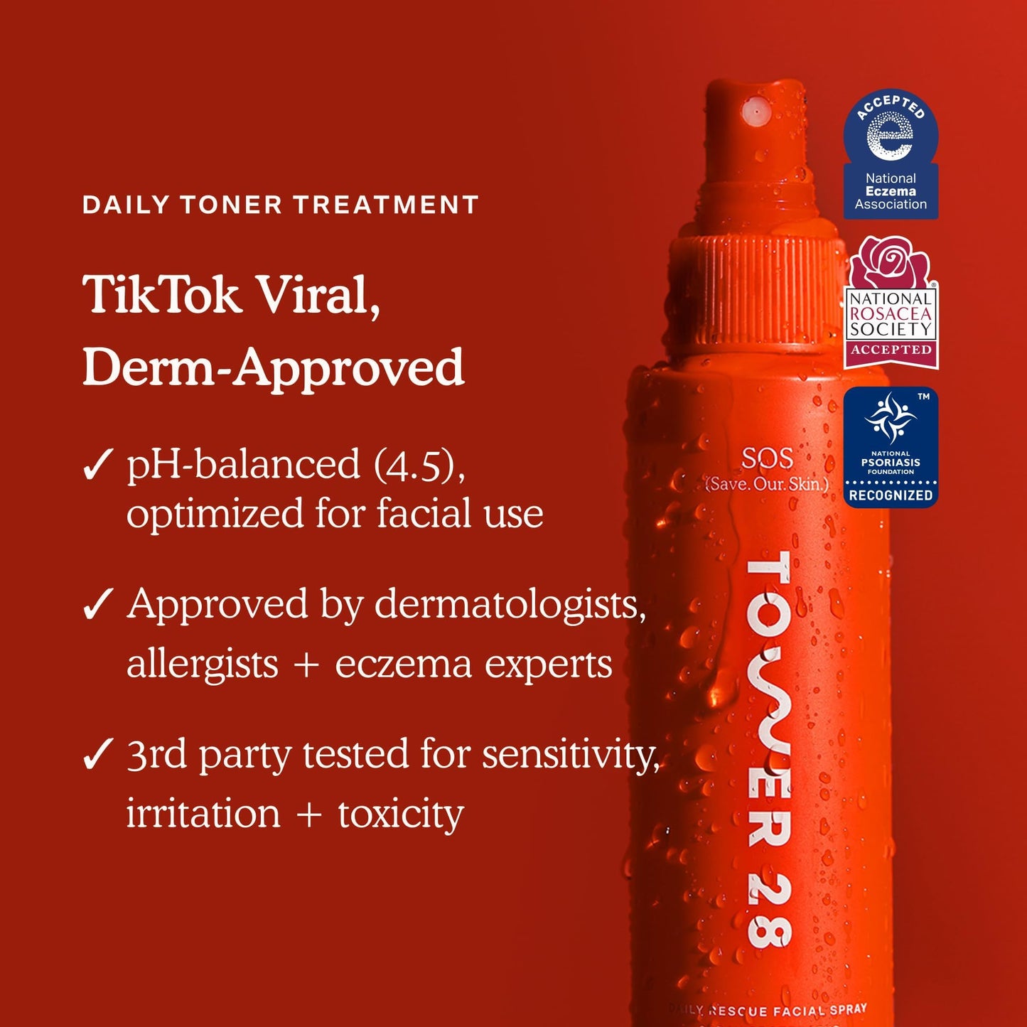 Tower 28 SOS Daily Rescue Facial Spray - Hypochlorous Acid Spray to Help Reduce Redness, Calm Irritation + Alleviate Flare-Ups - Purifying Face Toner Duo - Full + Travel Size Skin Care (2 Count)