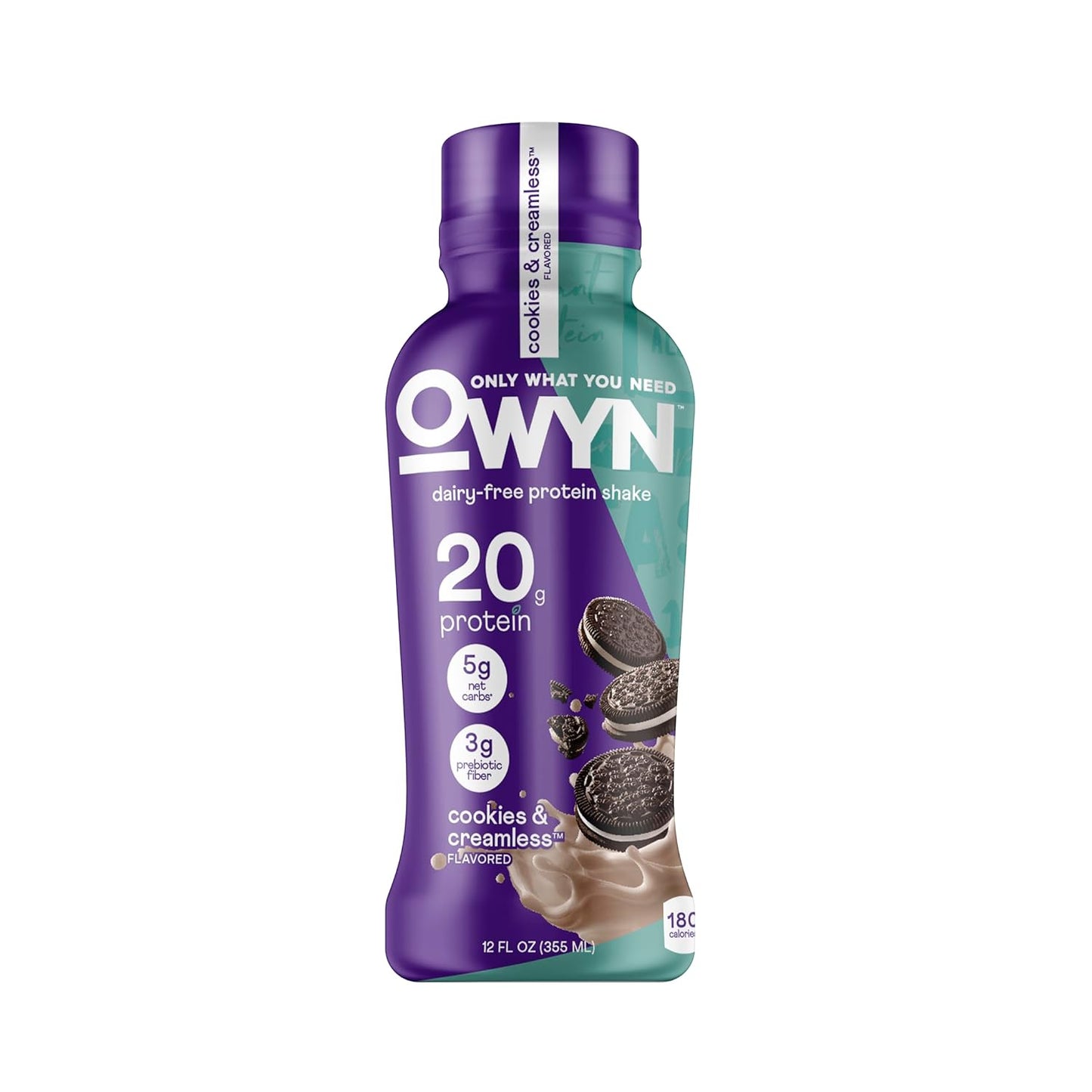 OWYN Only What You Need Dark Chocolate Flavored Protein Shake, 20g Protein, 4g Sugar, 3g Fiber, Dairy Free, Plant Based Protein Drink 12 Count