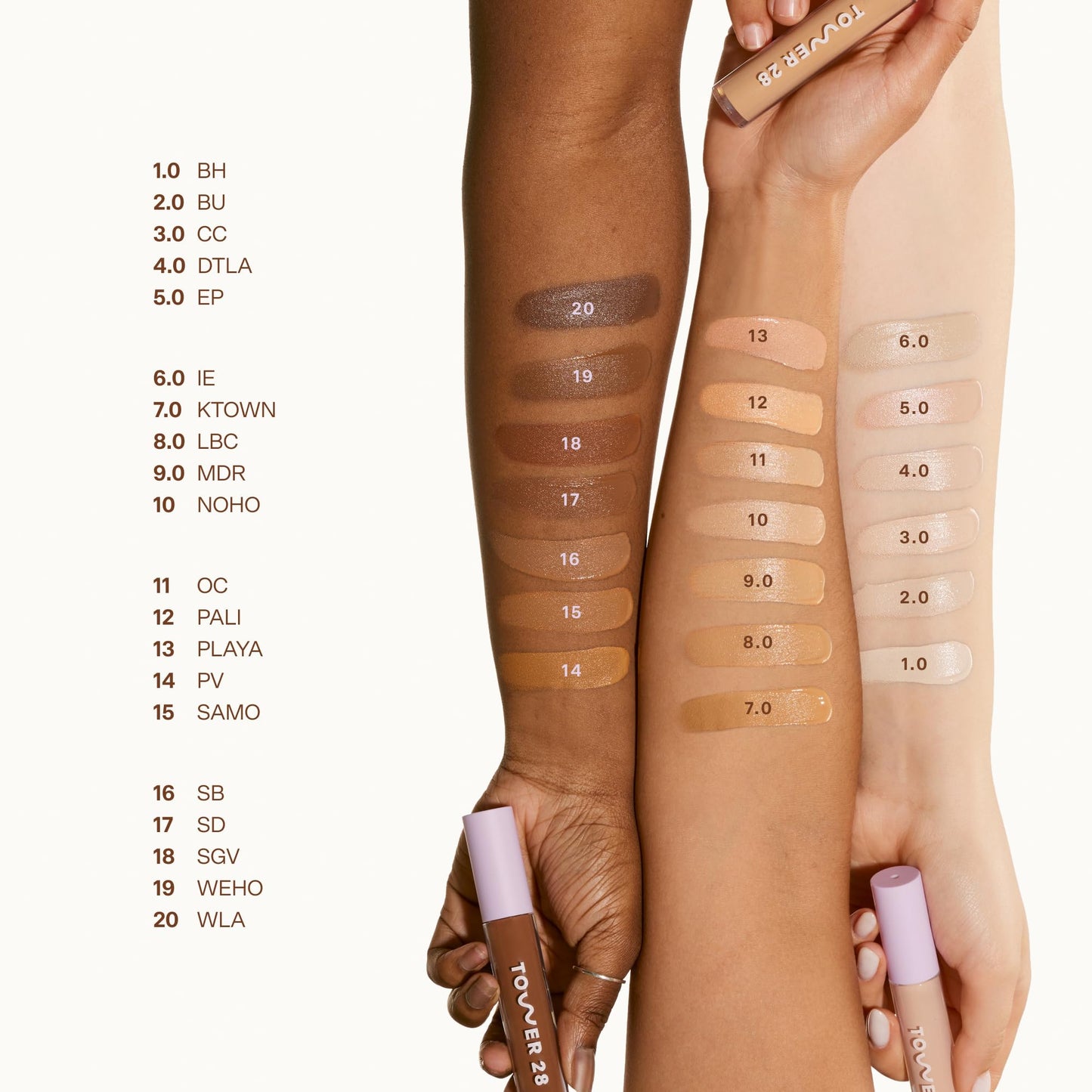 Tower 28 Swipe Serum Concealer - Hydrating Medium-Full Coverage Concealer + Under Eye Brightener - Skin Care Infused Makeup with Hyaluronic Acid + Soothing Centella - 14 Tan/Warm Olive (0.22 oz)