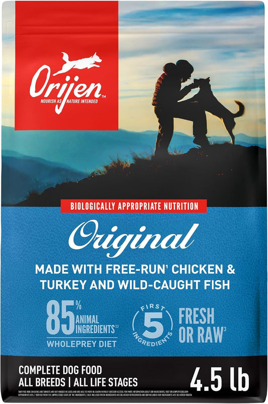 ORIJEN Grain Free WHOLEPREY Dry Dog Food Original Recipe 4.5lb. Bag | WHOLEPREY Ingredients, Grain Free, Made in the USA, Skin & Coat, Global Quality Ingredients