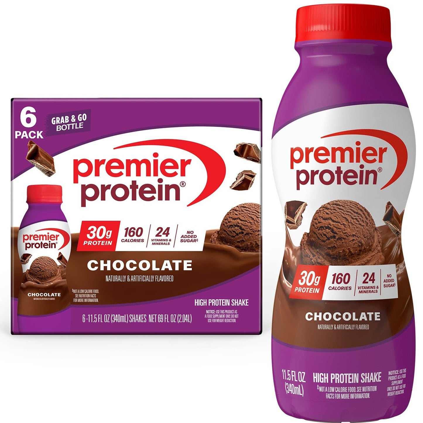 Premier Protein Shake, Chocolate, 30g High Protein, 12 Pack