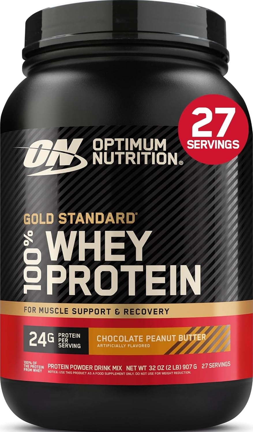 Optimum Nutrition Gold Standard Whey Protein Powder, Vanilla Ice Cream, 2LB