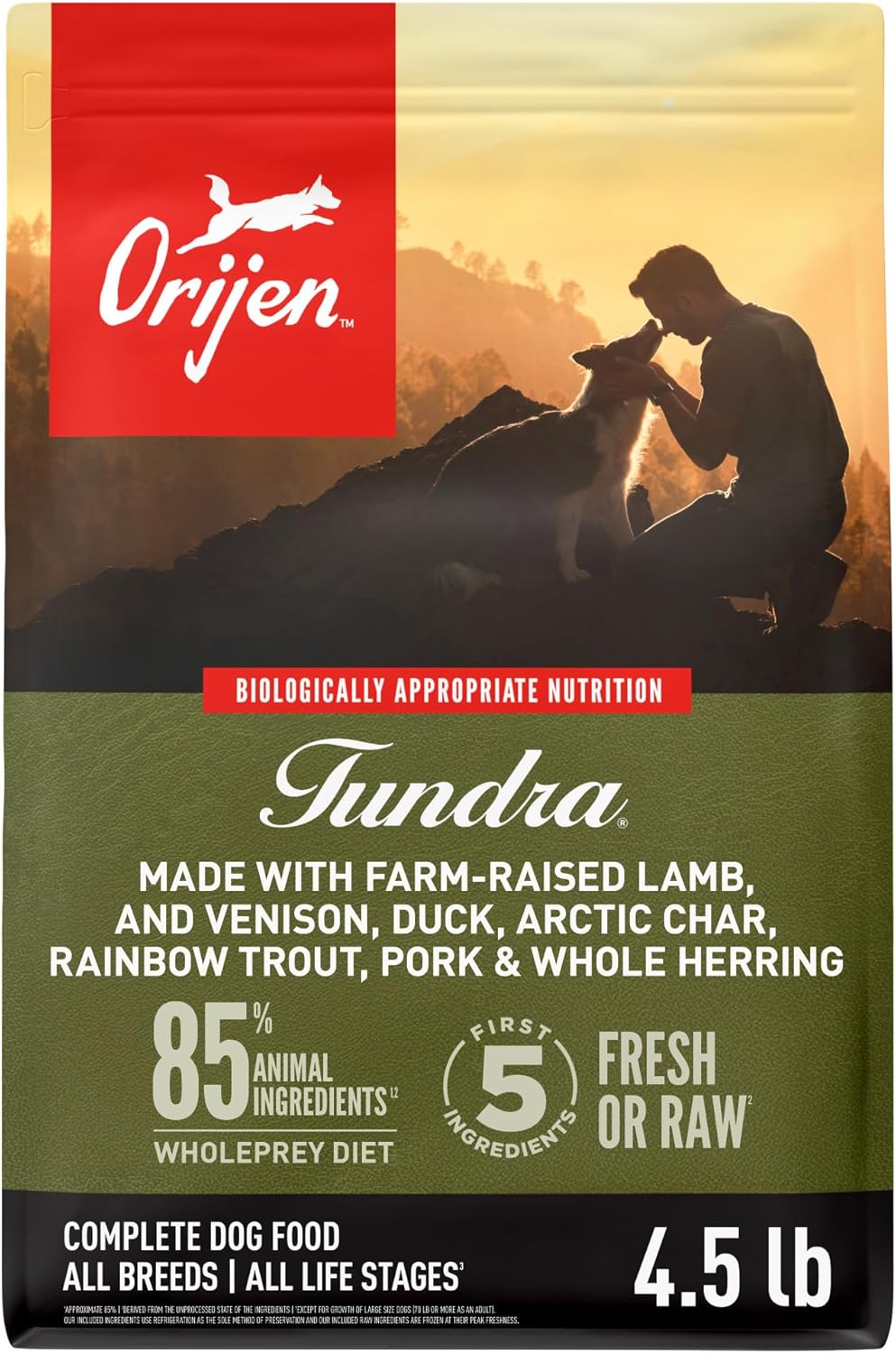 ORIJEN Grain Free WHOLEPREY Dry Dog Food Original Recipe 4.5lb. Bag | WHOLEPREY Ingredients, Grain Free, Made in the USA, Skin & Coat, Global Quality Ingredients