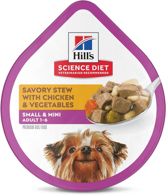 Hill's Science Diet Adult 1-6 Small & Mini Wet Dog Food Variety Pack | #1 Veterinarian Recommended, Chicken & Vegetables, Beef & Vegetables, 3.5 oz. Trays, 12-Pack
