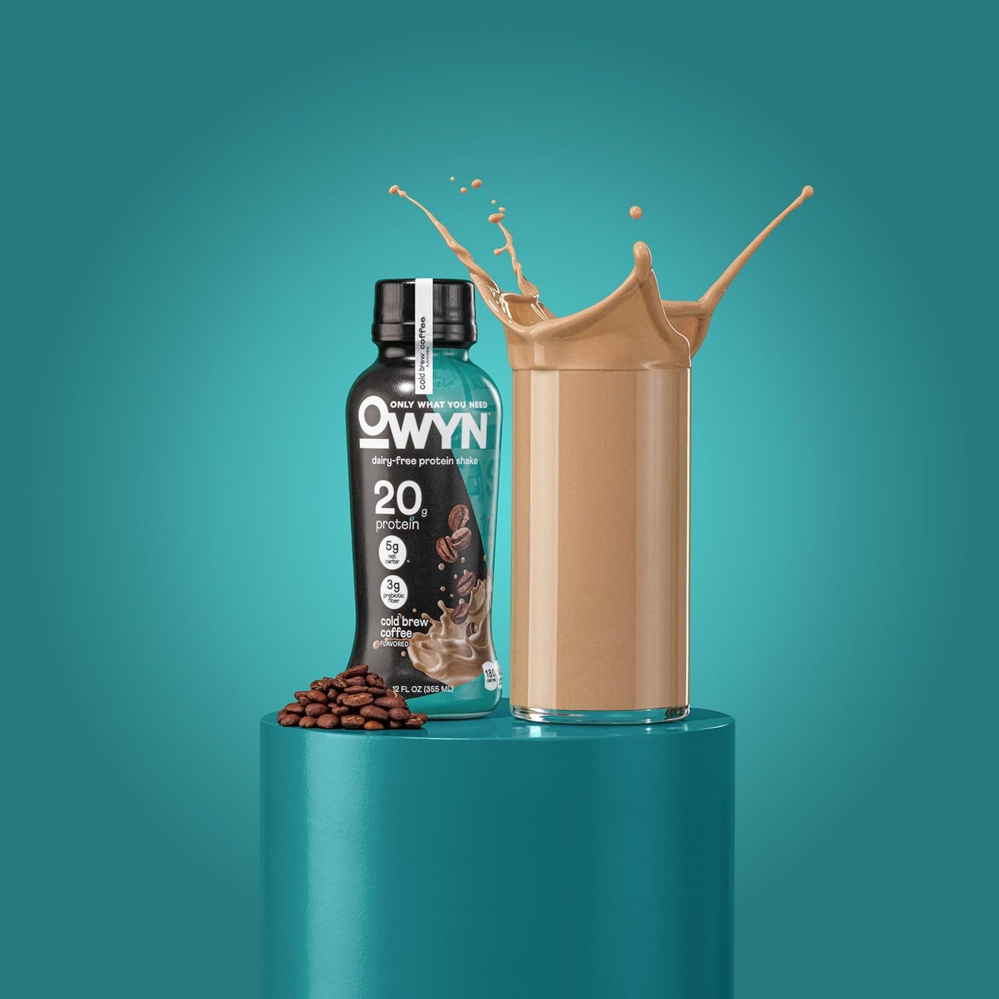 OWYN Only What You Need Dark Chocolate Flavored Protein Shake, 20g Protein, 4g Sugar, 3g Fiber, Dairy Free, Plant Based Protein Drink 12 Count