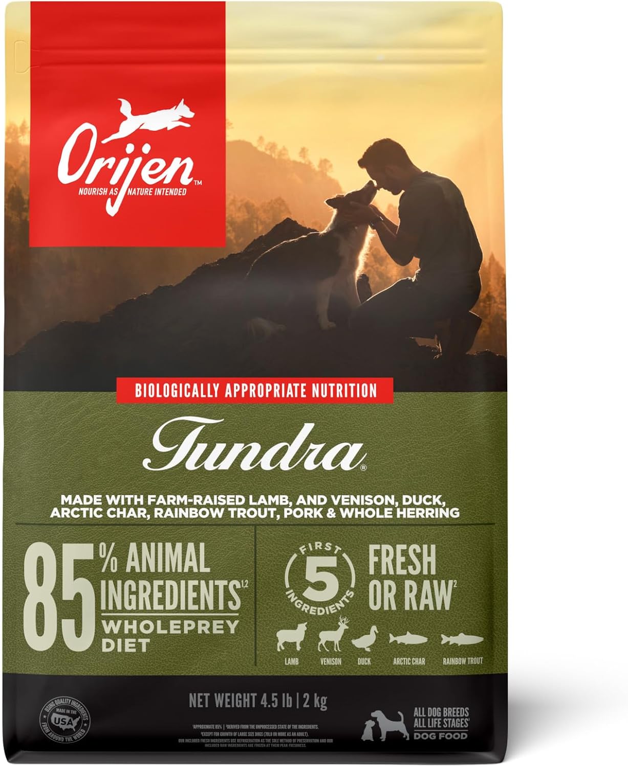 ORIJEN Grain Free WHOLEPREY Dry Dog Food Original Recipe 4.5lb. Bag | WHOLEPREY Ingredients, Grain Free, Made in the USA, Skin & Coat, Global Quality Ingredients