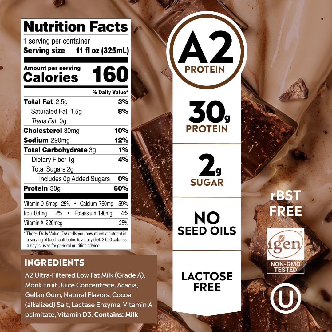 Pioneer Pastures Protein A2 Milkshakes, Strawberries & Cream, 11oz, 12 Pack