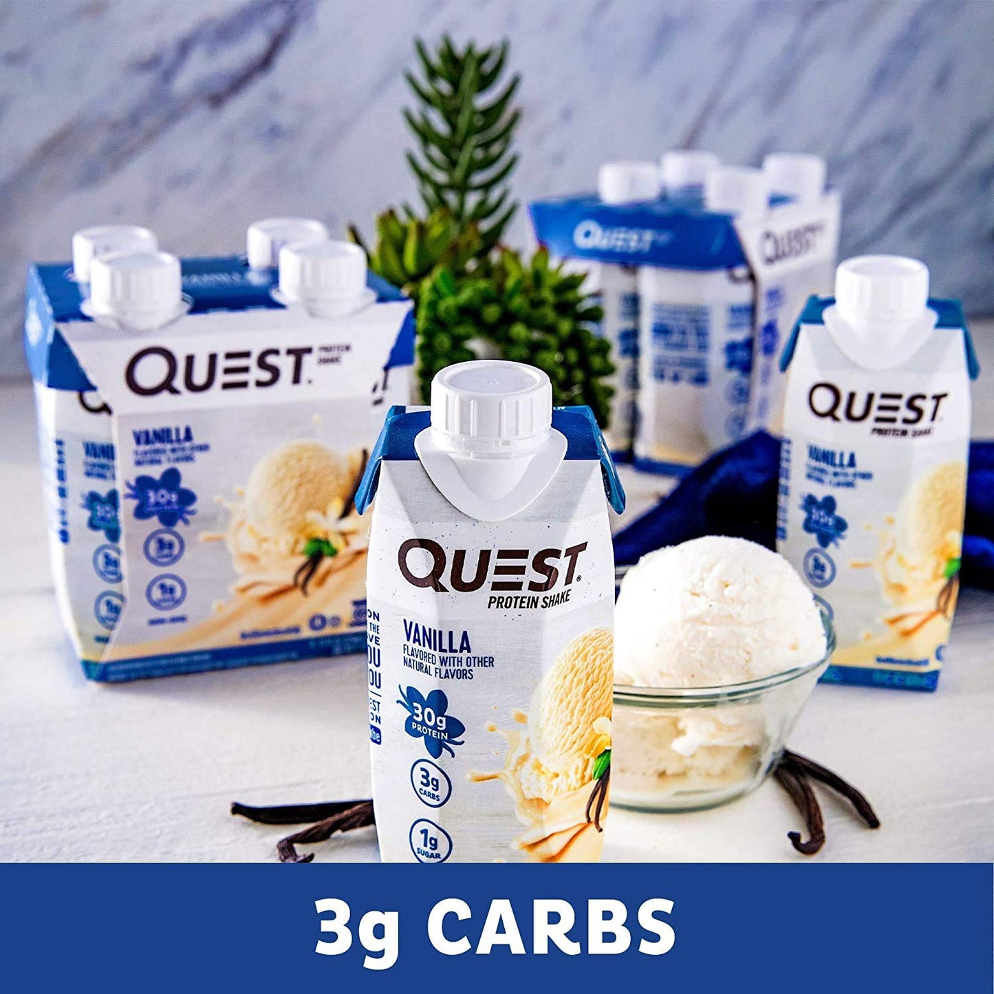 Quest Nutrition Ready to Drink Salted Caramel Protein Shake, 30g Protein, 3g Net Carbs, Gluten Free, Keto Friendly, 11 fl.oz 4 Count(Pack of 3)