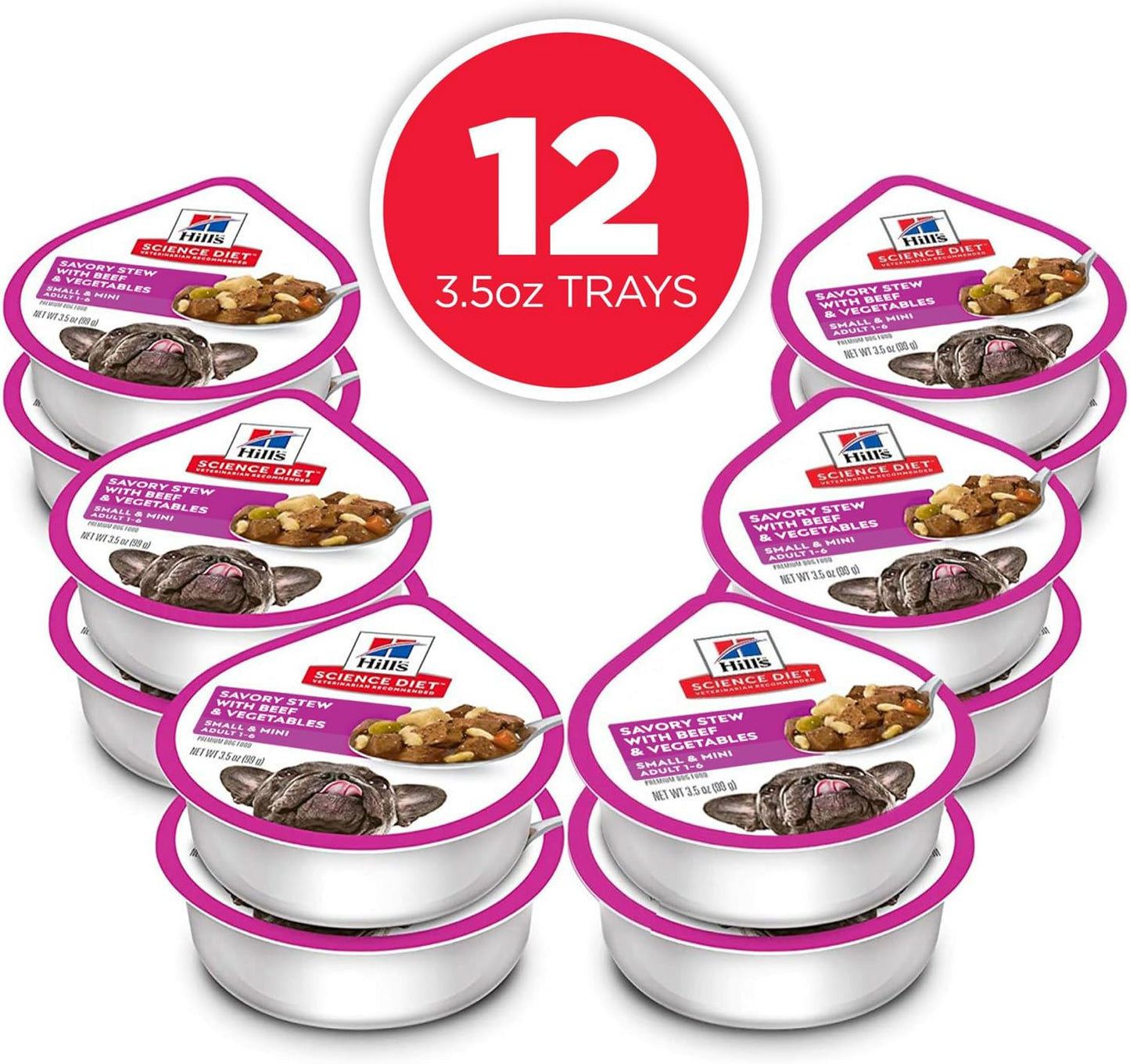 Hill's Science Diet Adult 1-6 Small & Mini Wet Dog Food Variety Pack | #1 Veterinarian Recommended, Chicken & Vegetables, Beef & Vegetables, 3.5 oz. Trays, 12-Pack