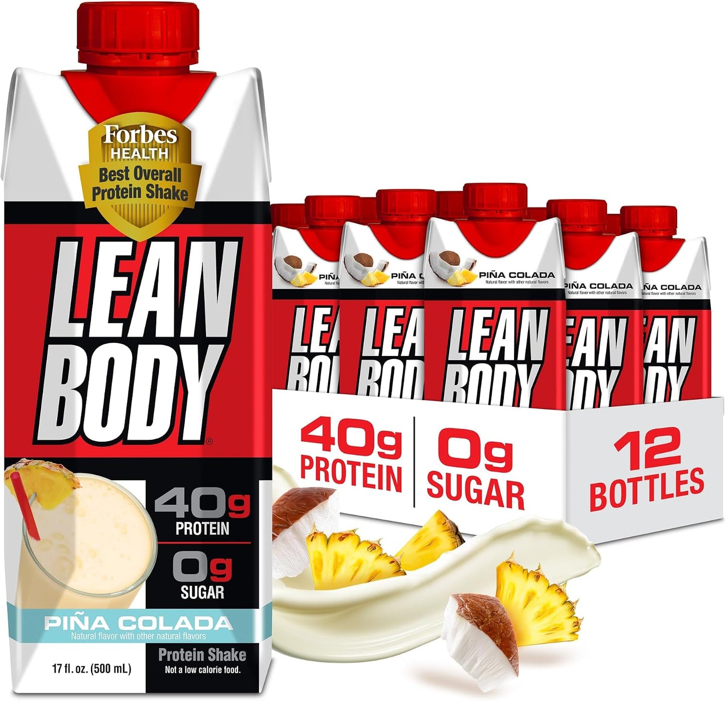 Labrada Lean Body Ready-to-Drink Chocolate Protein Shake, 40g Protein, Whey Blend, 0 Sugar, Gluten Free, 22 Vitamins & Minerals, LABRADA, 17 Fl Oz (Pack of 12)