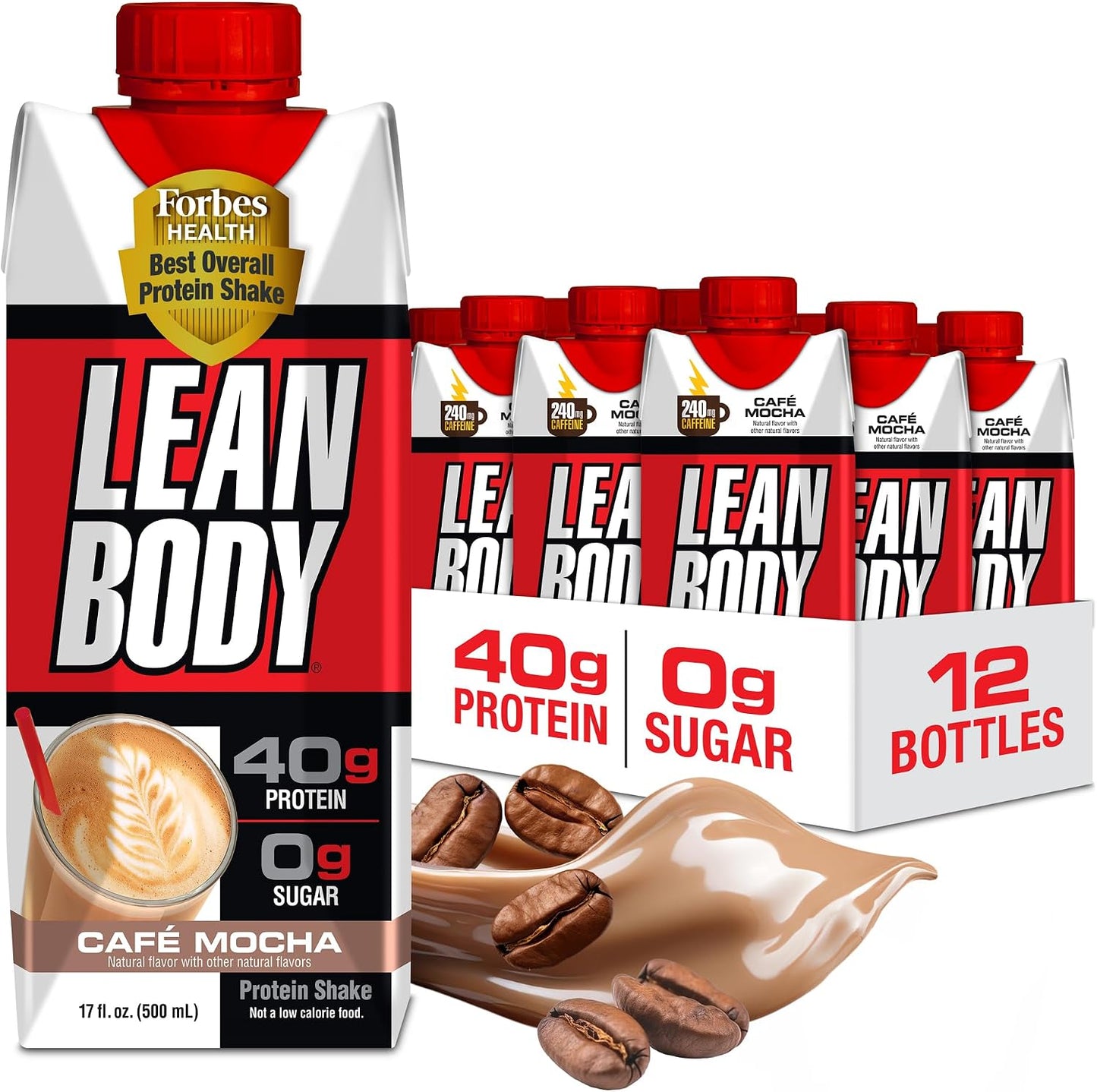 Labrada Lean Body Ready-to-Drink Chocolate Protein Shake, 40g Protein, Whey Blend, 0 Sugar, Gluten Free, 22 Vitamins & Minerals, LABRADA, 17 Fl Oz (Pack of 12)