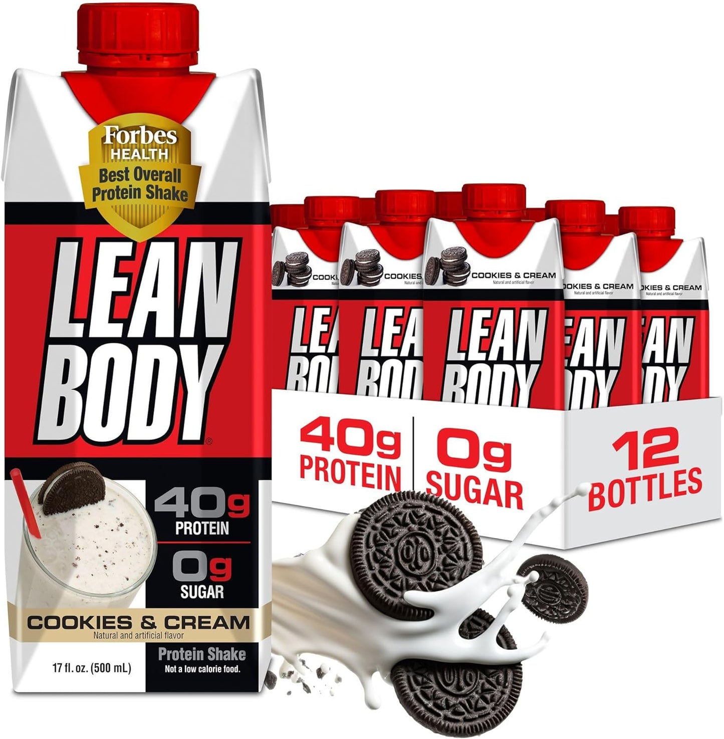 Labrada Lean Body Ready-to-Drink Chocolate Protein Shake, 40g Protein, Whey Blend, 0 Sugar, Gluten Free, 22 Vitamins & Minerals, LABRADA, 17 Fl Oz (Pack of 12)