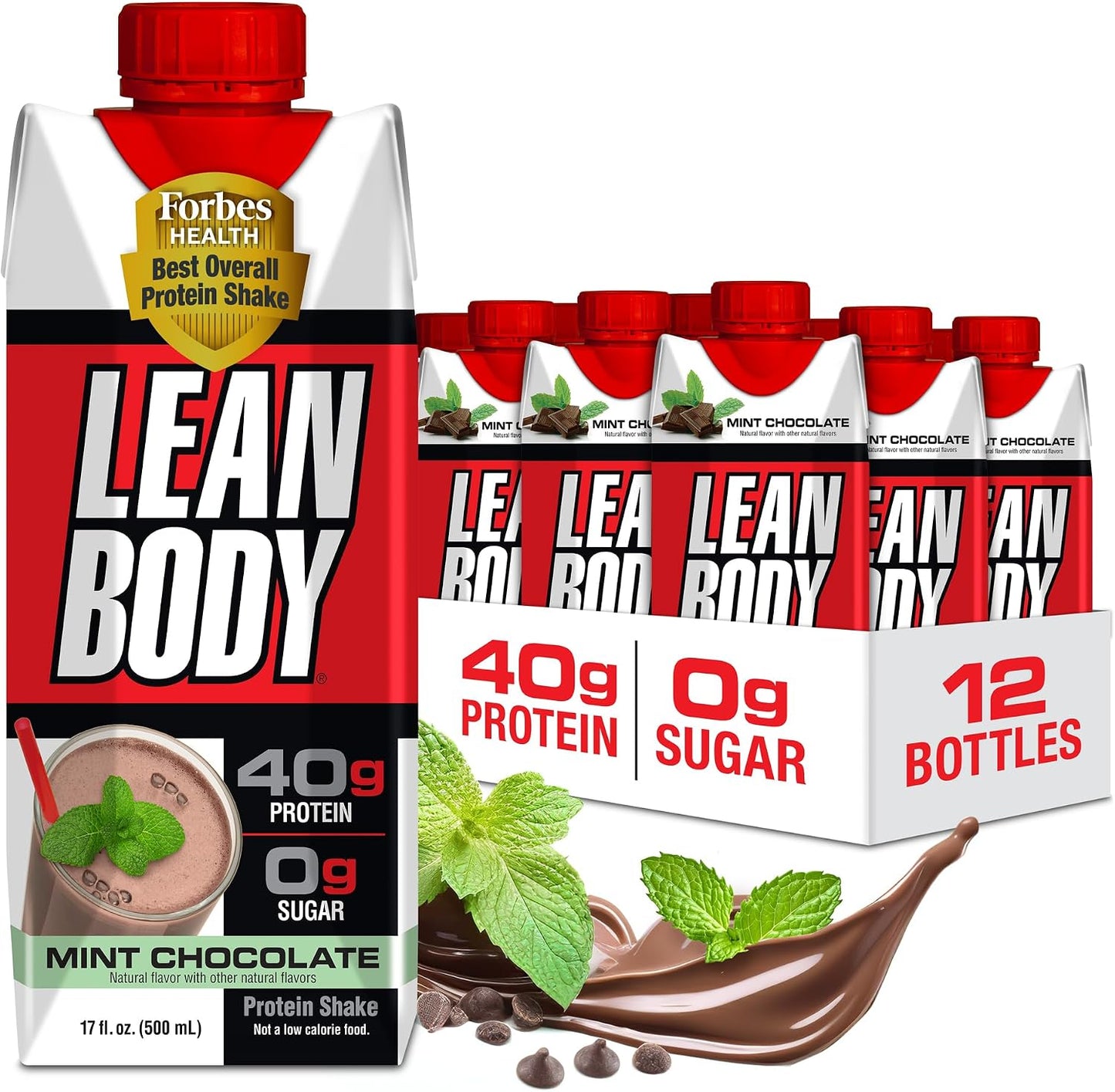 Labrada Lean Body Ready-to-Drink Chocolate Protein Shake, 40g Protein, Whey Blend, 0 Sugar, Gluten Free, 22 Vitamins & Minerals, LABRADA, 17 Fl Oz (Pack of 12)