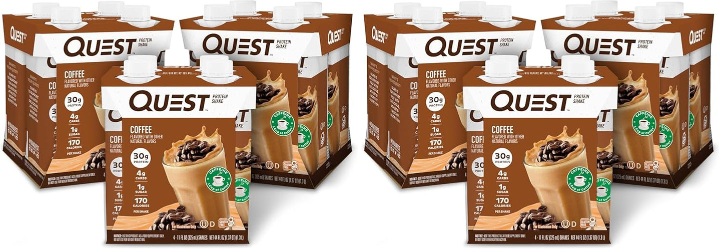 Quest Nutrition Ready to Drink Salted Caramel Protein Shake, 30g Protein, 3g Net Carbs, Gluten Free, Keto Friendly, 11 fl.oz 4 Count(Pack of 3)