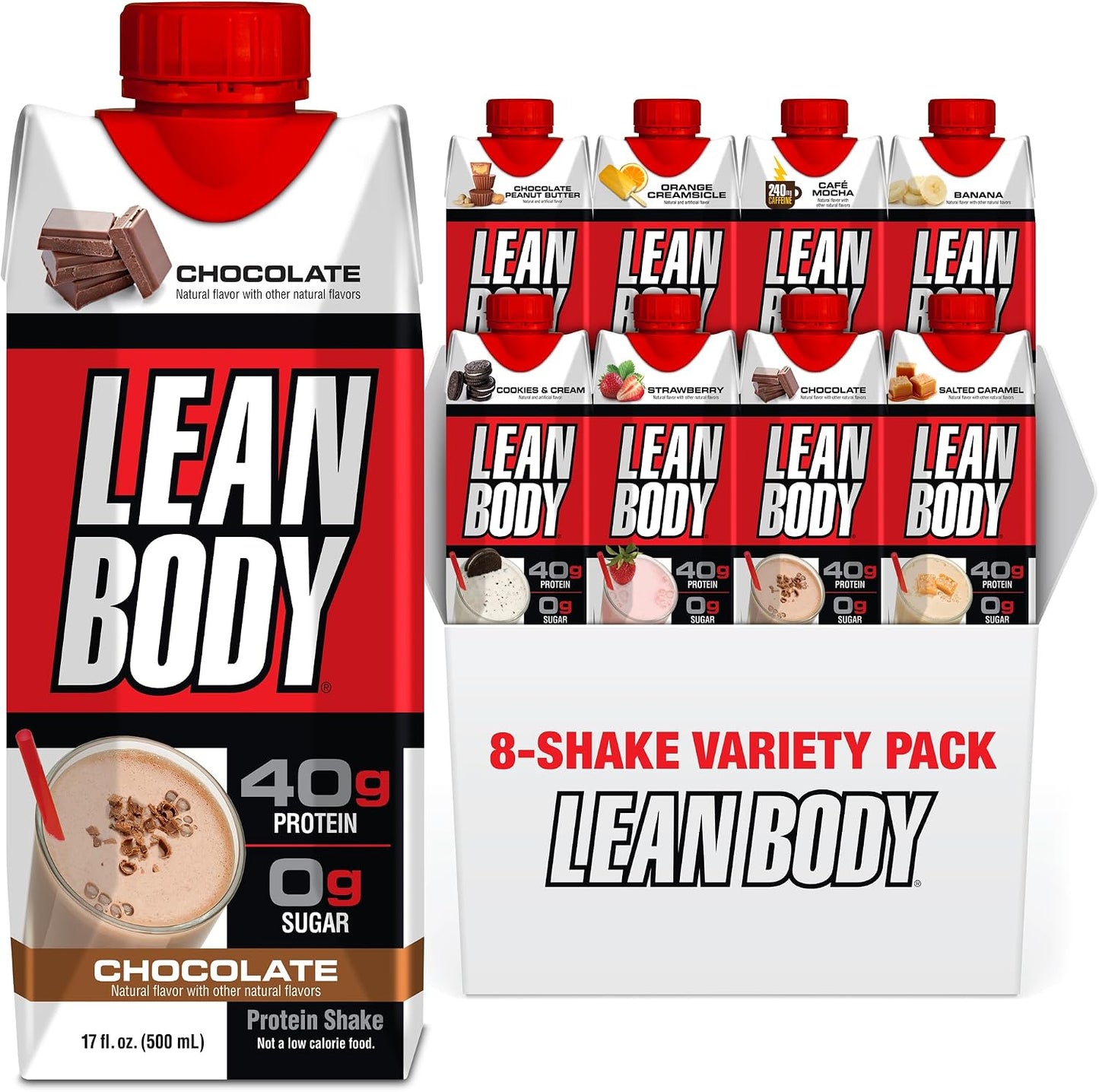 Labrada Lean Body Ready-to-Drink Chocolate Protein Shake, 40g Protein, Whey Blend, 0 Sugar, Gluten Free, 22 Vitamins & Minerals, LABRADA, 17 Fl Oz (Pack of 12)