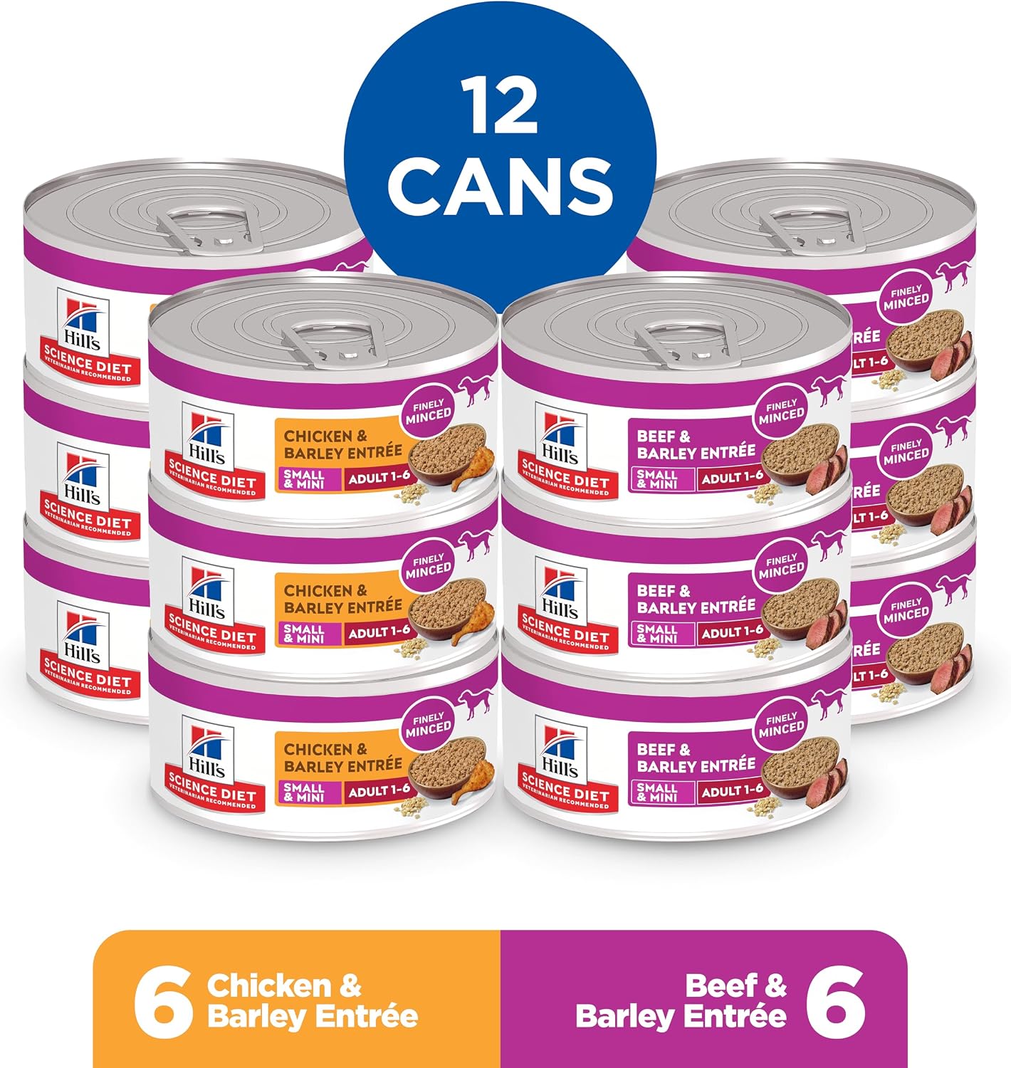 Hill's Science Diet Adult 1-6 Small & Mini Wet Dog Food Variety Pack | #1 Veterinarian Recommended, Chicken & Vegetables, Beef & Vegetables, 3.5 oz. Trays, 12-Pack