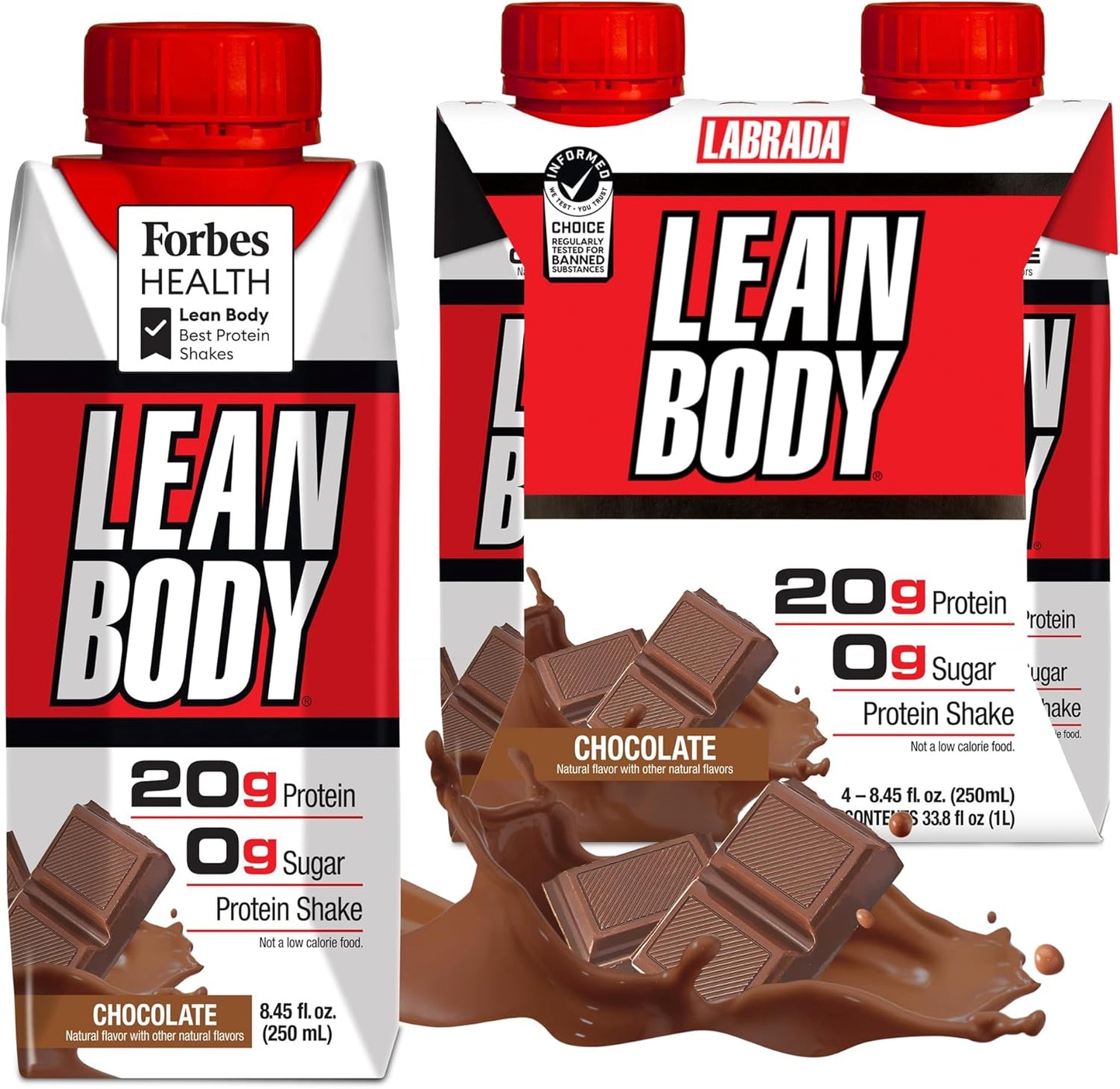 Labrada Lean Body Ready-to-Drink Chocolate Protein Shake, 40g Protein, Whey Blend, 0 Sugar, Gluten Free, 22 Vitamins & Minerals, LABRADA, 17 Fl Oz (Pack of 12)