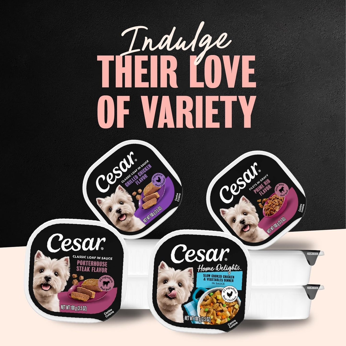 Cesar Classic Loaf in Sauce Wet Dog Food, Meaty Selects, 3.5 oz, 24 Count | Made in USA, Real beef or chicken #1 ingredient, no fillers or artificial flavors, slow-cooked, easy peel trays