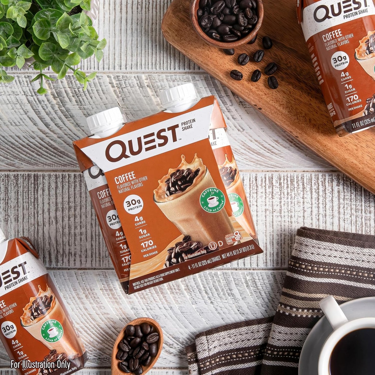 Quest Nutrition Ready to Drink Salted Caramel Protein Shake, 30g Protein, 3g Net Carbs, Gluten Free, Keto Friendly, 11 fl.oz 4 Count(Pack of 3)