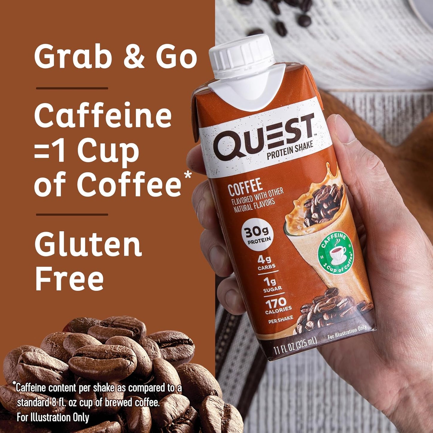 Quest Nutrition Ready to Drink Salted Caramel Protein Shake, 30g Protein, 3g Net Carbs, Gluten Free, Keto Friendly, 11 fl.oz 4 Count(Pack of 3)