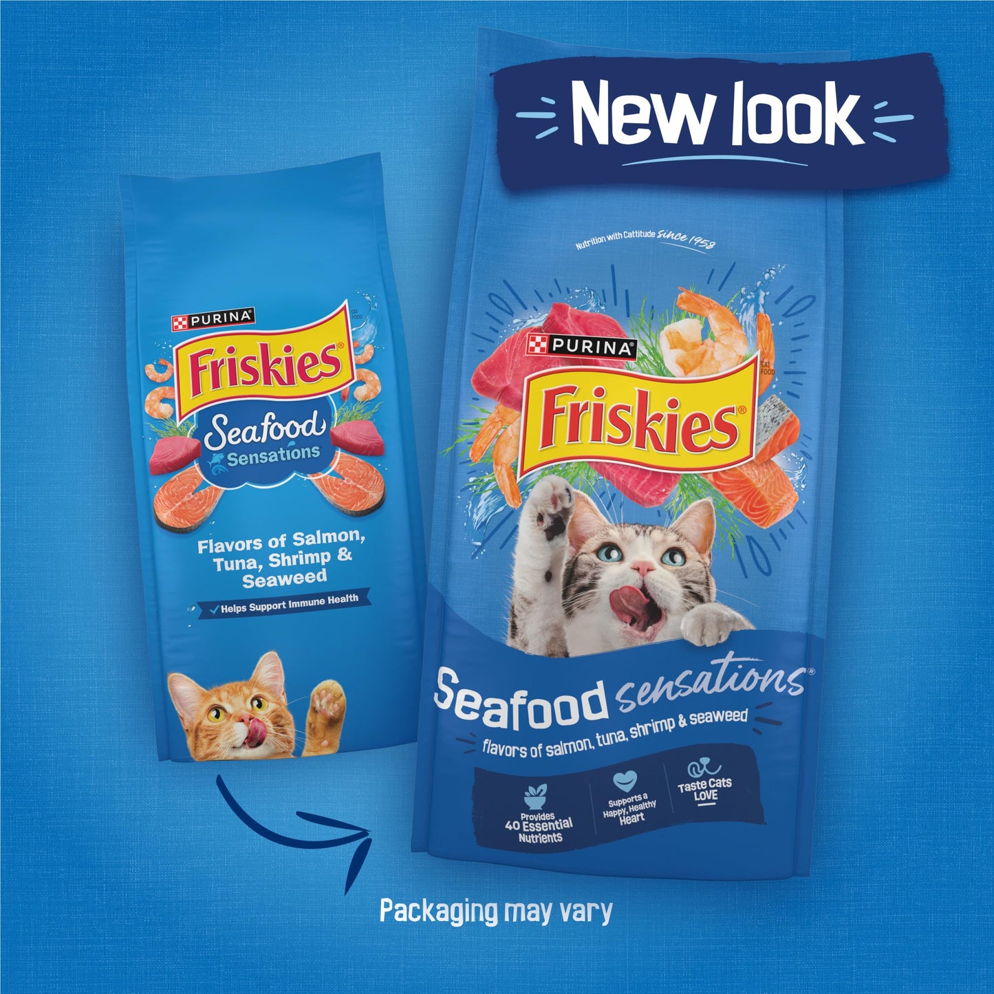 Purina Friskies Dry Cat Food Seafood Sensations With Salmon, Tuna, and Shrimp Flavors - 22 lb. Bag