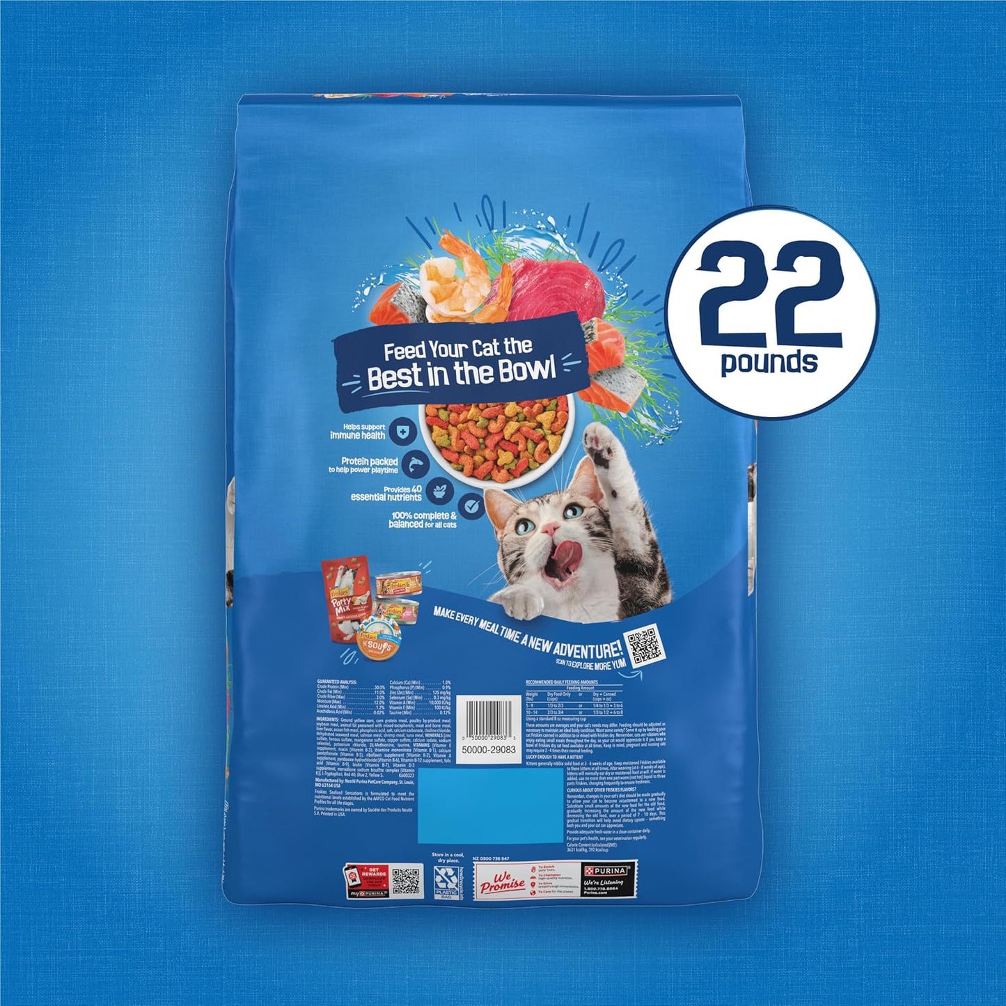 Purina Friskies Dry Cat Food Seafood Sensations With Salmon, Tuna, and Shrimp Flavors - 22 lb. Bag
